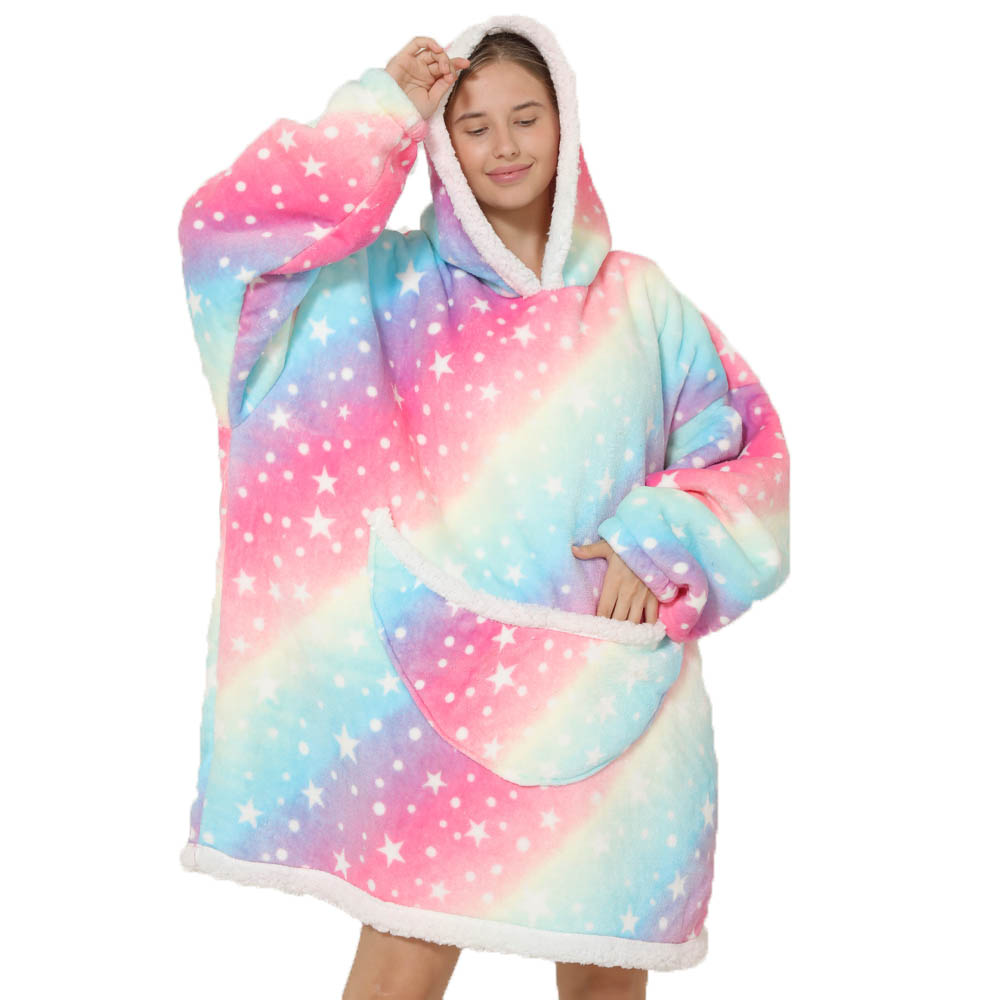 Lazy Hoodie Blanket Oversized  - Sherpa Hoodie Fleece ulasan dan harga