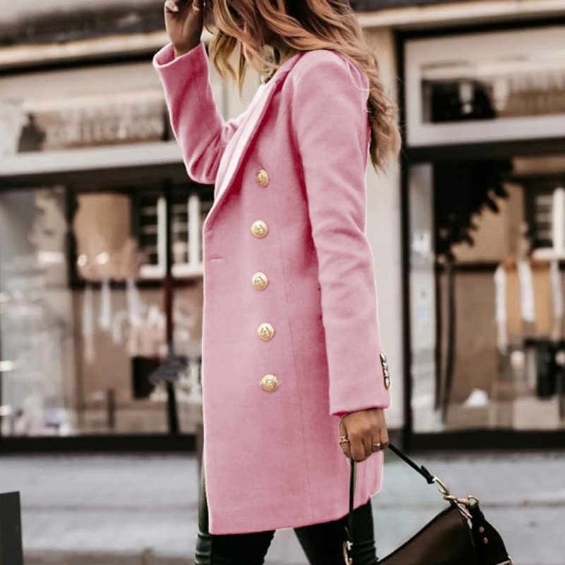 652F Womens Fall Winter Wool C - Wool Coat Peacoat ulasan dan harga