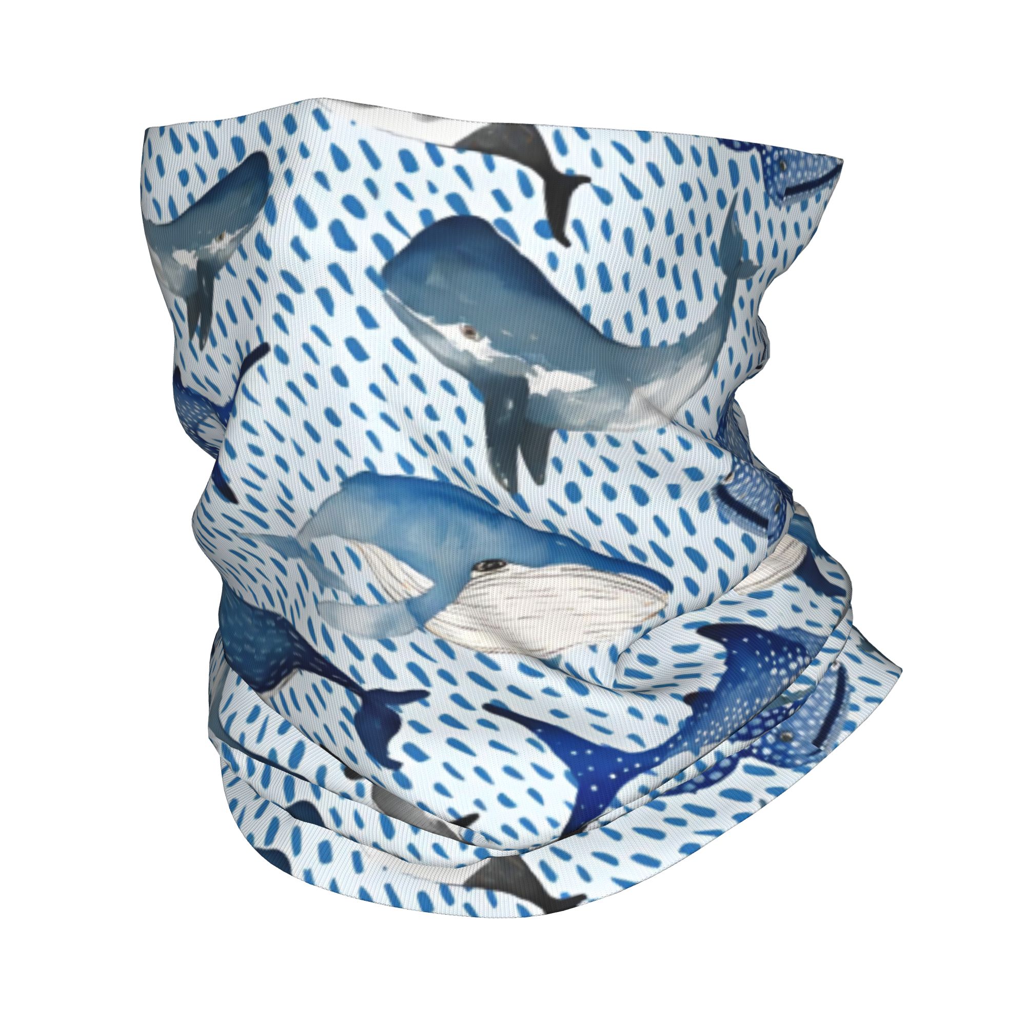 Custom Blue Watercolour Shark  - Neck Gaiter Fleece ulasan dan harga