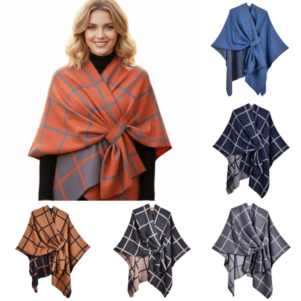 Warm Coat Plaid Design Travel  - Shawl Wrap Winter ulasan dan harga