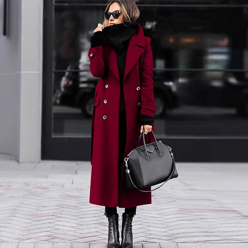 Long Sleeve Coat Women Coat Wo - Wool Coat Peacoat ulasan dan harga