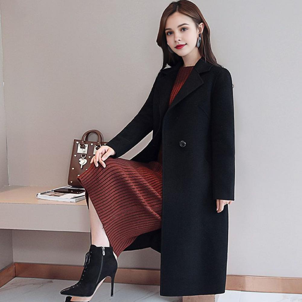 Women Wool Coat Solid Color Lo - Wool Coat Peacoat ulasan dan harga