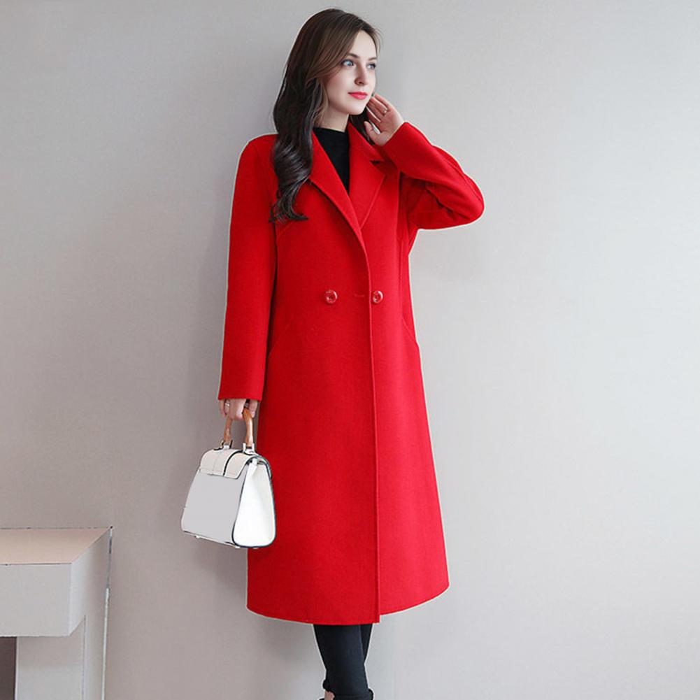 Women Wool Coat Solid Color Lo - Wool Coat Peacoat ulasan dan harga