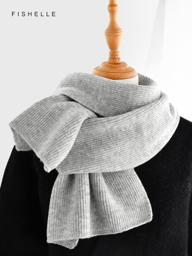 Gray solid color cashmere scar - Wool Scarf Men ulasan dan harga