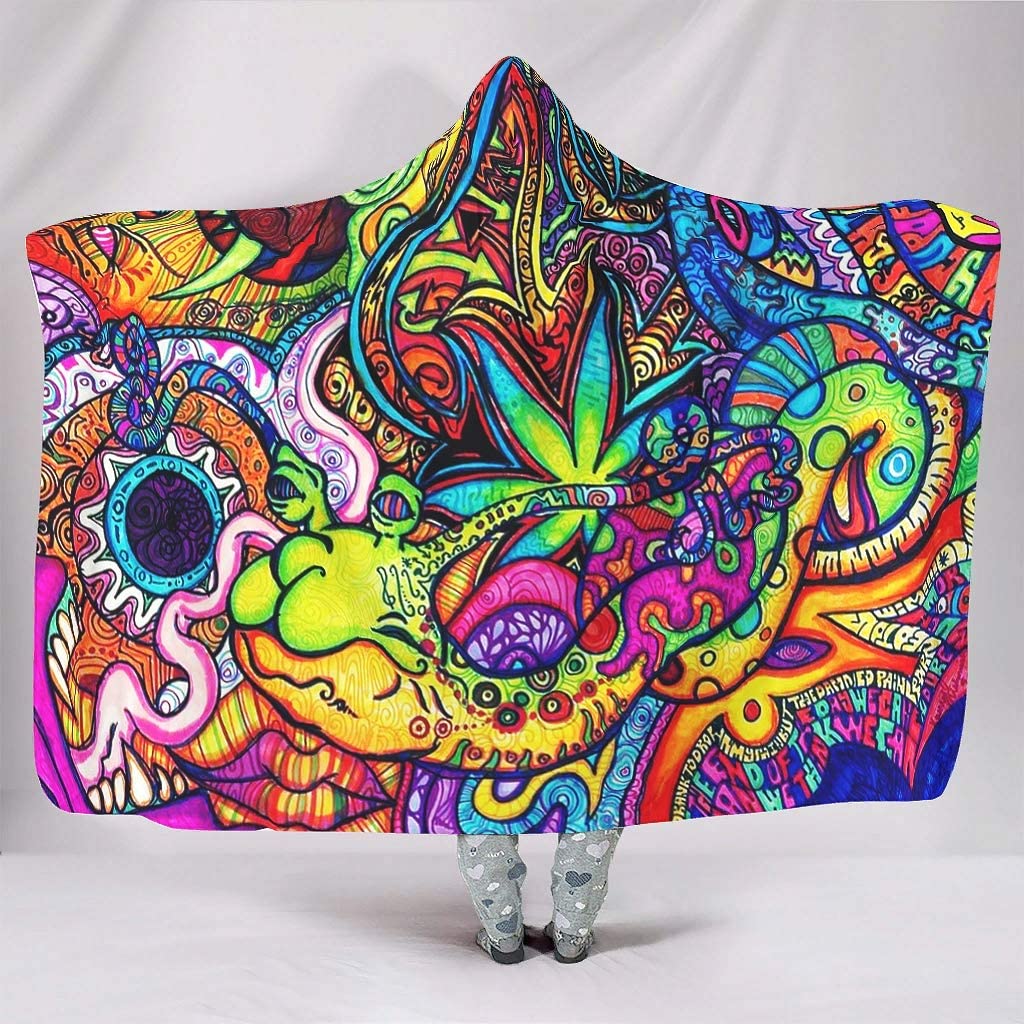 Abstract Bright Trippy Rainbow - Sherpa Hoodie Fleece ulasan dan harga