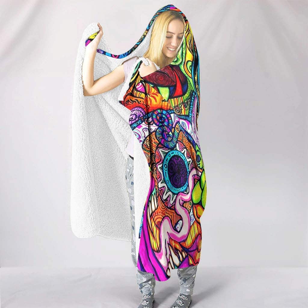 Abstract Bright Trippy Rainbow - Sherpa Hoodie Fleece ulasan dan harga