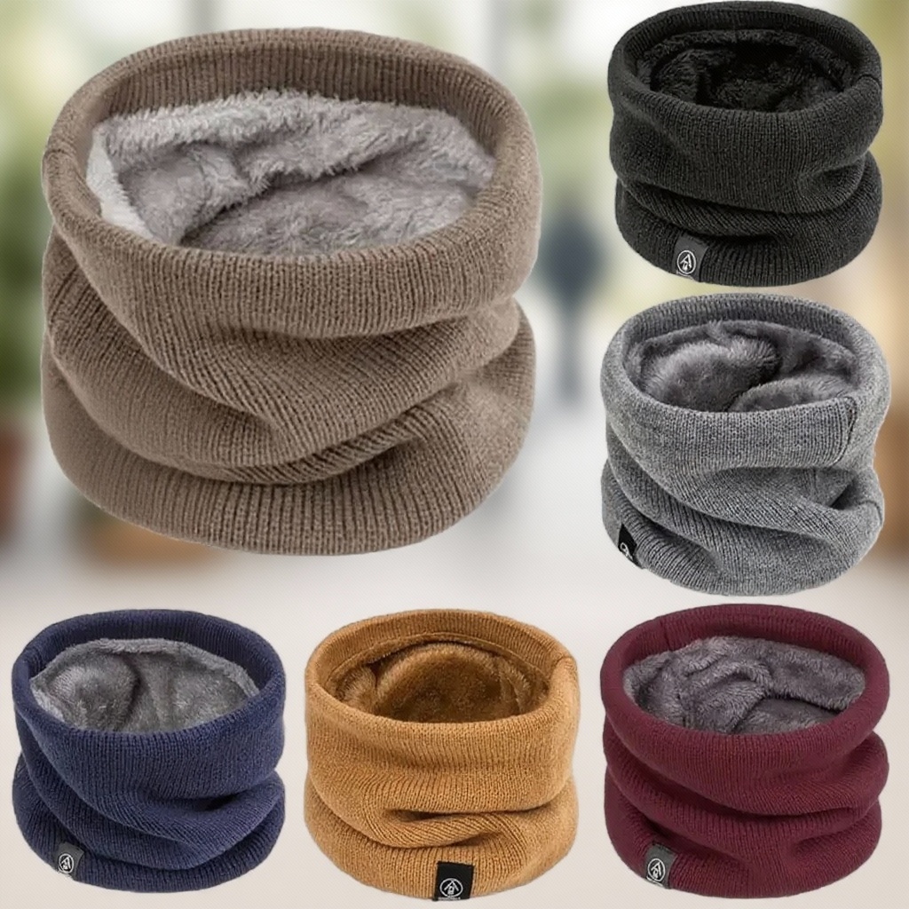 Warm Knitted Scarf Thickened P - Neck Gaiter Fleece ulasan dan harga
