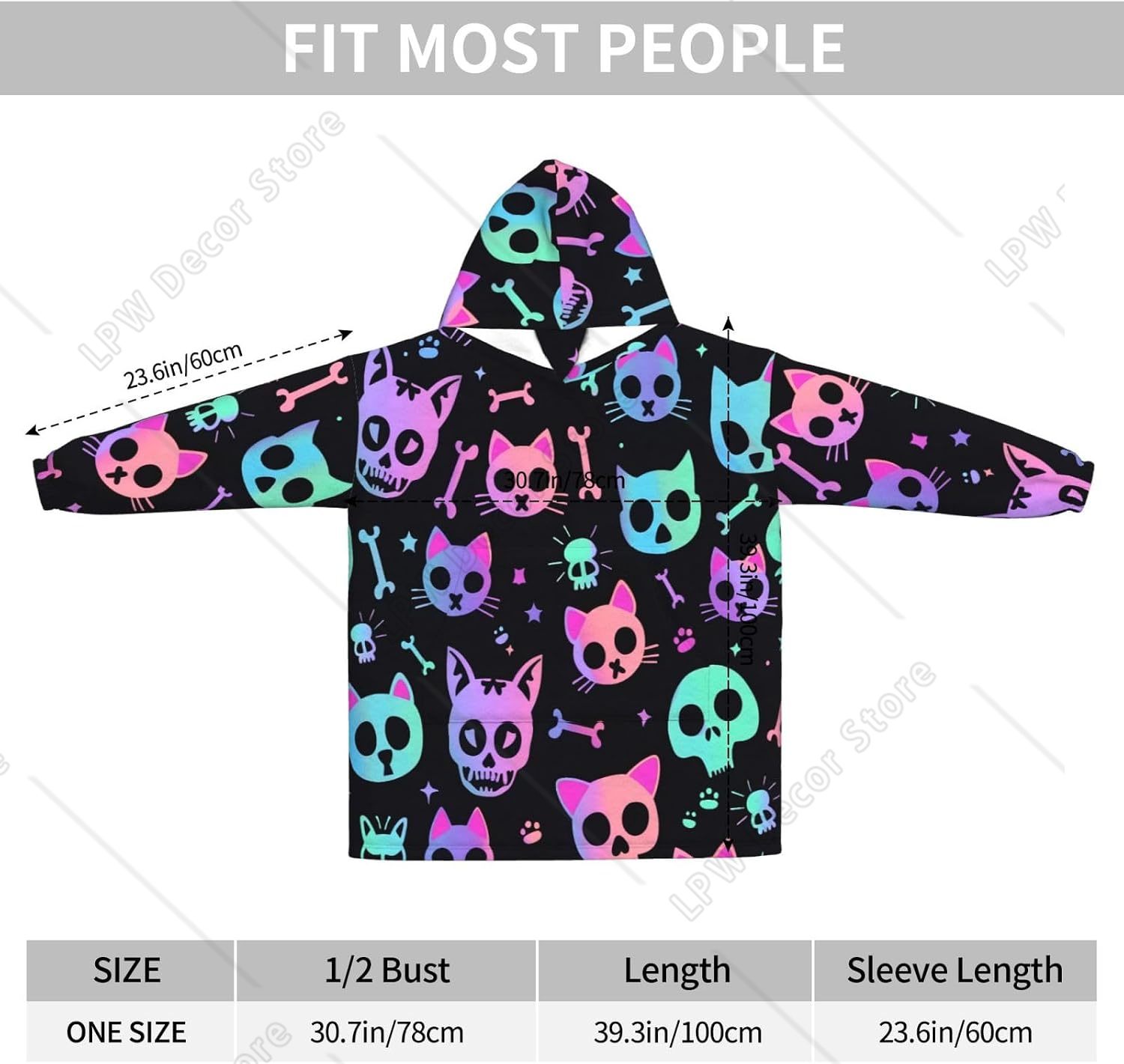 Cat Skulls Bones Wearable Blan - Sherpa Hoodie Fleece ulasan dan harga
