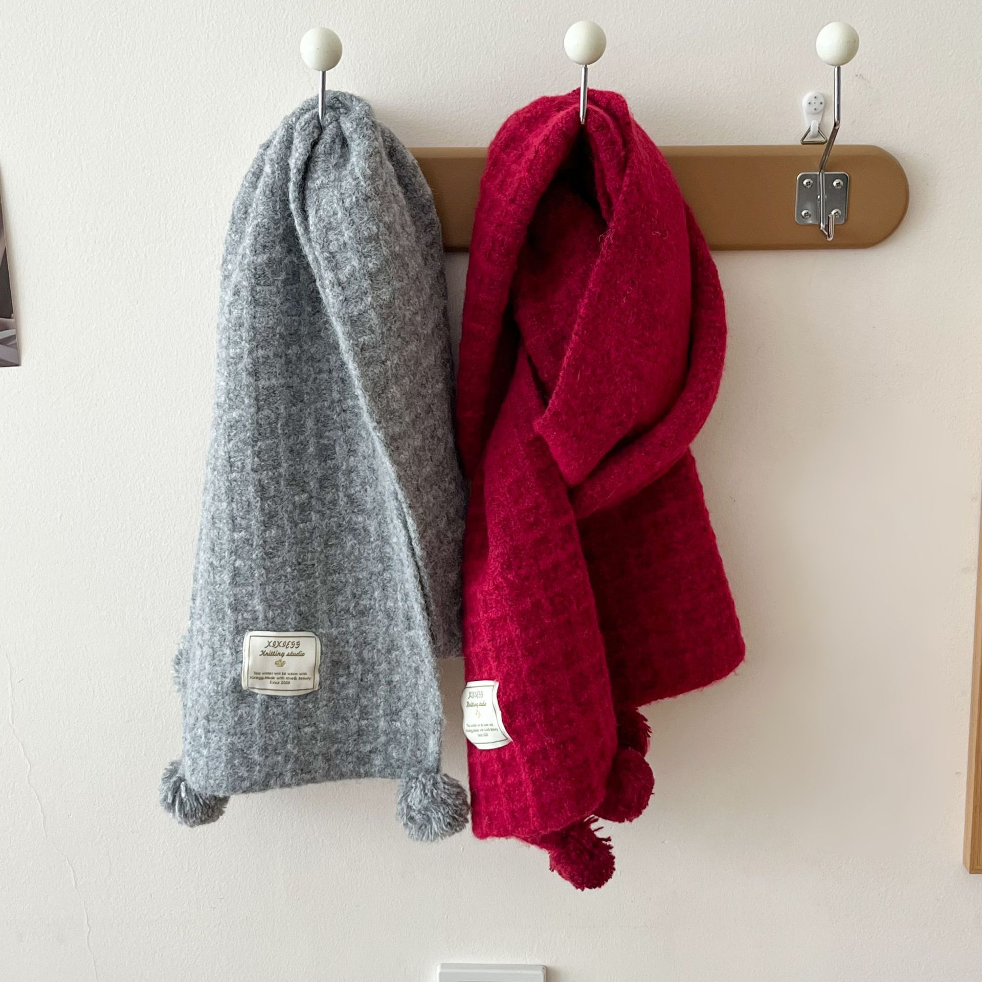 Winter hanging ball waffle kni - Wool Scarf Men ulasan dan harga