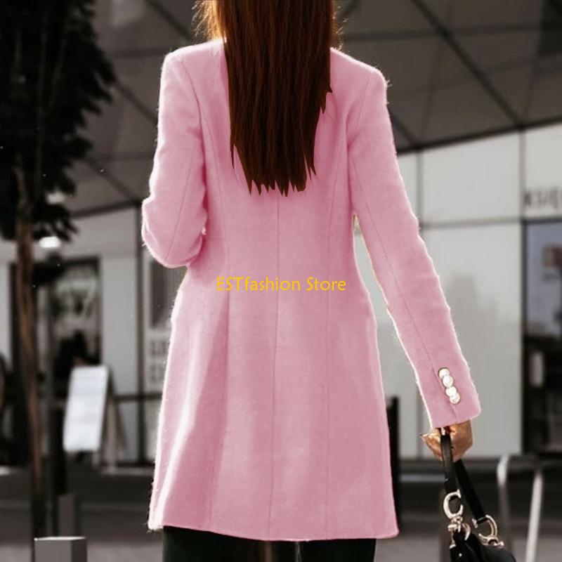 Y5GC Womens Fall Winter Wool C - Wool Coat Peacoat ulasan dan harga
