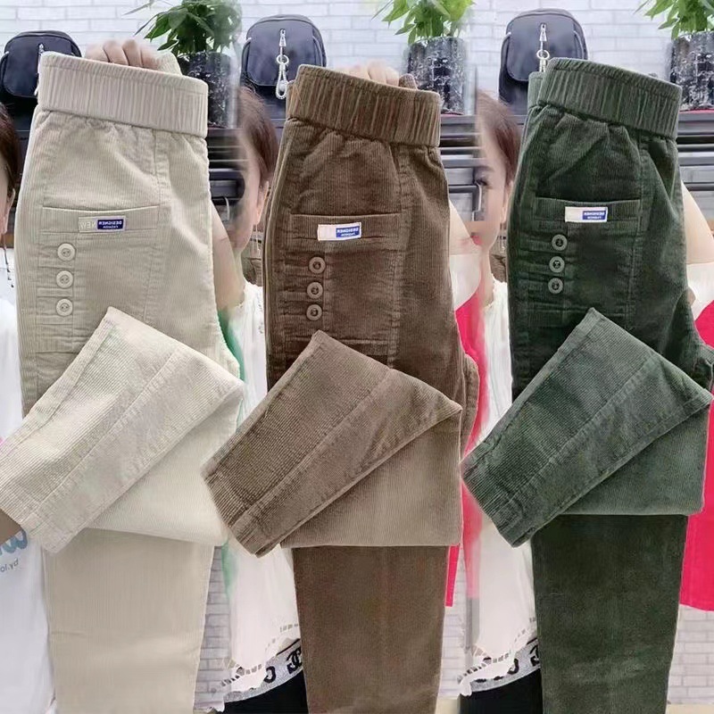 Women Warm Spring Winter Butto - Corduroy Pant Warm ulasan dan harga